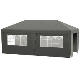 10x19.5ft Gray Pop Up Canopy Tent Adjustable Height Event Shelter with Sidewalls Leg Weight Bags Wheeled Bag