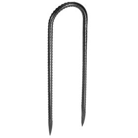 Rebar Stakes, 10-Inch, Heavy-Duty 0.32 in Diameter U Shape, Galvanized Steel Ground Anchors with Chisel Point End & Rust-Resistant Coating
