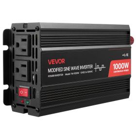1000W Power Inverter, 12V DC to 120V AC Modified Sine Wave Inverter, Car Charger Converter with USB & Type-C Port, 2 AC Outlets, LED Indicator Li