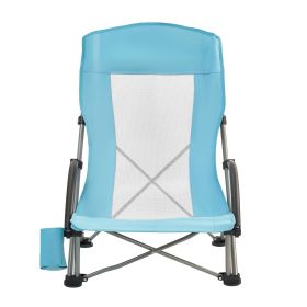 Folding Beach Chair, High Back Camping Chairs for Adults, with Cup Pocket, Mesh Back, Carry Bag